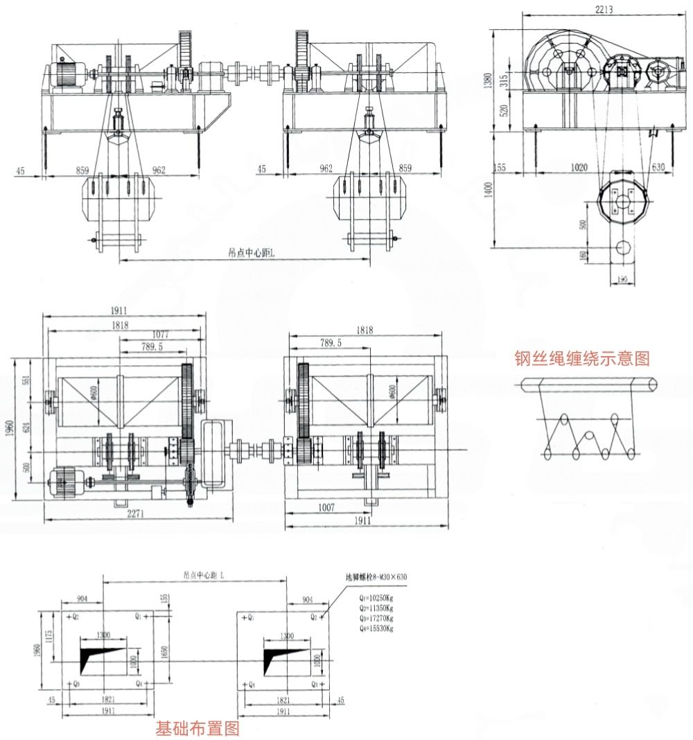 QP2×400KN系列卷揚式雙吊點啟閉機外形及基礎布置示意圖.jpg